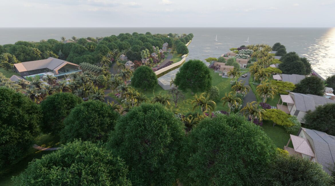 Club house and pool villa arial view Club house and pool villa arial view